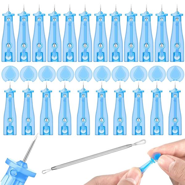 VURYAPI 100 Stück Blackhead Remover Needles, Super Pointed Tip, Pimple Removal Needle, Rotating Opening Skin Smoothing, Disposable for Beauty Salon