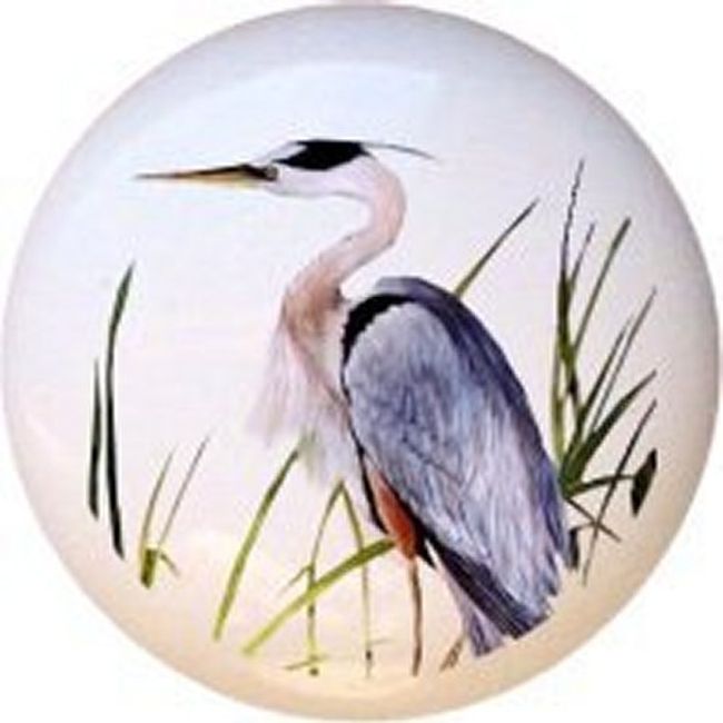 Blue Heron Birds Ceramic Dresser Drawer Pulls Cabinet Knobs