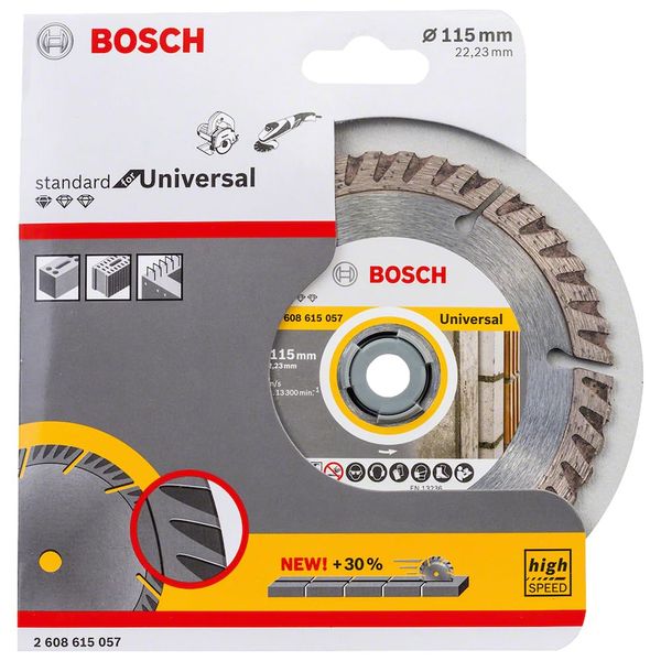 Bosch Professional 1x Standard for Universal Diamond Cutting Disc (for Concrete, Reinforced concrete, Ø 115x22.23 mm, Accessory Small Angle Grinder)