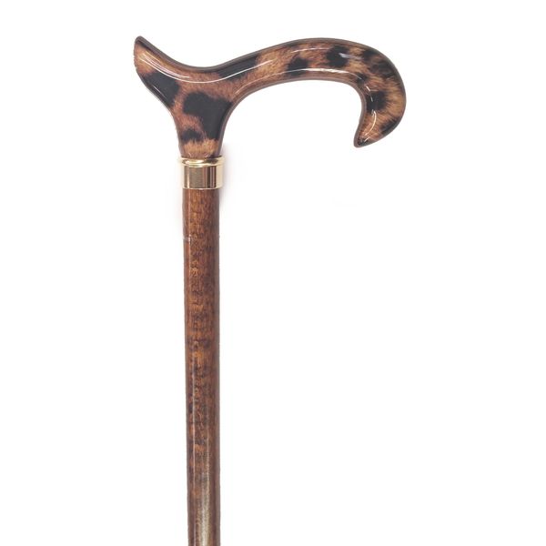 Brown Beech Shaft with a Leopard Print Acrylic Derby Handle