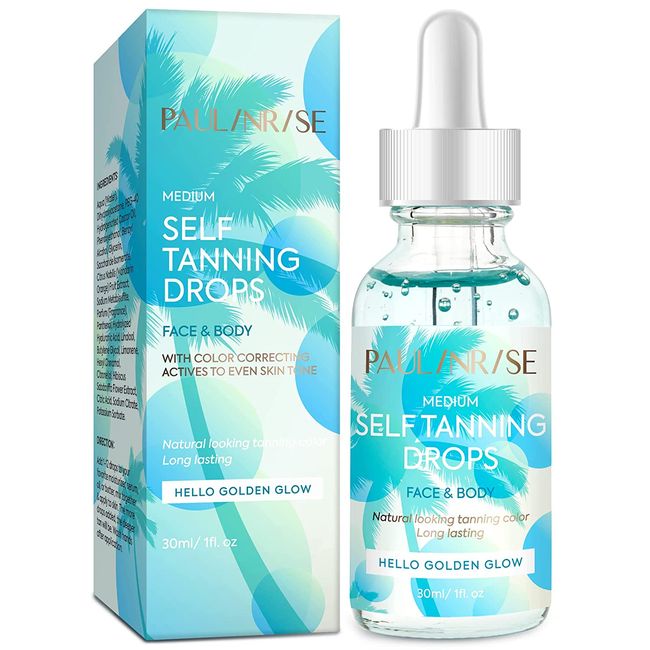 Self Tan Oil Drops – Self Tanner for Face and Body – Medium Self-Tanning Oil for Natural Look – Self Tanner Drops – 1fl. oz