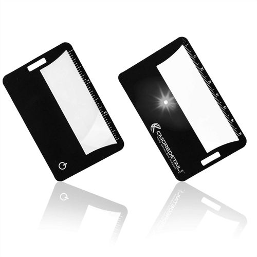 2 Credit Card Size Fresnel Lens 3x Lighted Magnifiers, Ideal Pocket Magnifier for Reading, Reading Magnifier for Menus, Magnifying Glass with Light or Accessory for ID Badge Holder Retractable Lanyard