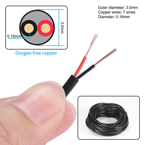 26 Gauge 2 Conductor Electrical Wire 26AWG Electrical Wire Stranded PVC Cord Oxygen-free copper Cable 100FT/30.5M Flexible Low Voltage LED Cable for LED Strips Lamps Lighting Automotive(26/2AWG-100FT)