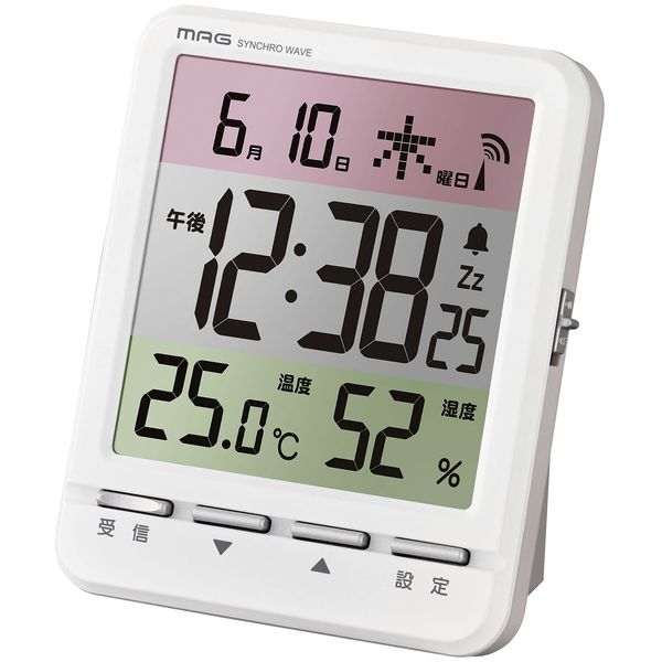 MAG T-751WH-Z Digital Spectrum Temperature Humidity Date Day Display White Table Clock