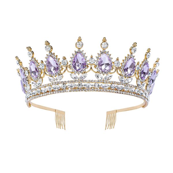 Purple Tiara Crown for Women Crystal Queen Crowns Princess Tiaras with Comb Royal Crown for Wedding, Christmas, Halloween, Birthda, party, Prom, Anniversaries