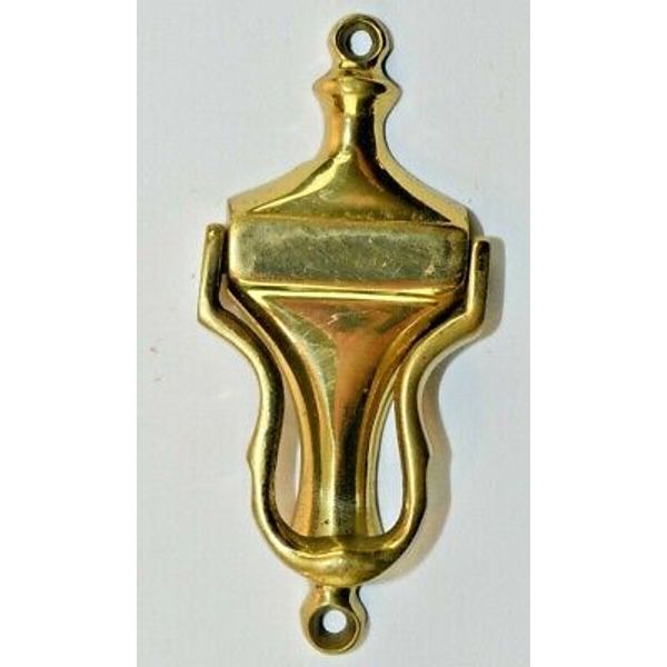 VINTAGE DOOR KNOCKER MINATURE 3.75" TALL Polished BRASS METAL L4-A