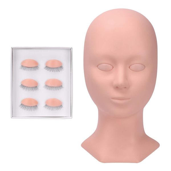 EyeLash Mannequin Head, ATOMUS Practice Head for Eyelash Extensions Makeup Training with 3 Pairs Replacement Eyelids Lash Extension Supplies for Beginners Students Daughter