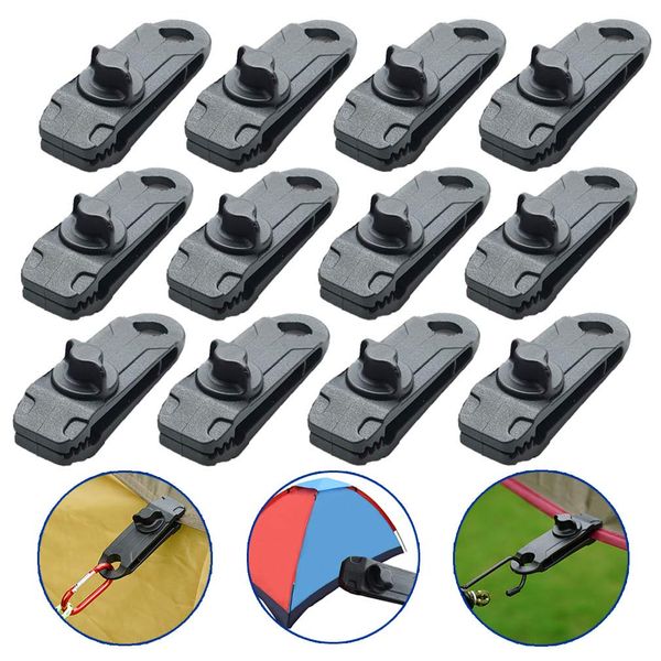 JONMON Tent Tarp Clips Clamps - 12Pcs Thumb Screw Tent Tighten Lock Grip Awning Clamp Set Tarp Clips Jaw Tent Snaps Hangers for Outdoor, Camping, Farming, Garden