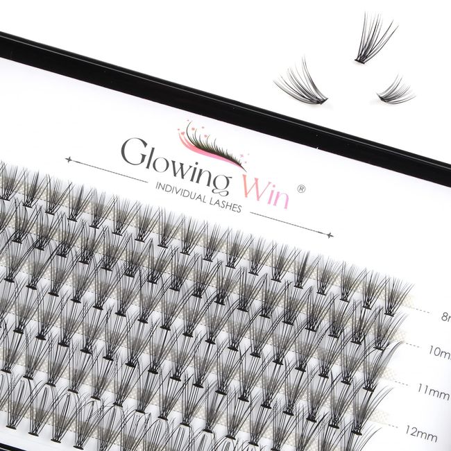 Glowingwin Individual Lashes Cluster Lashes 120 PCS Natural Look False Eyelashes Individual Soft DIY Lash Extensions At Home(20D Mix8-14mm 0.07C Curl)