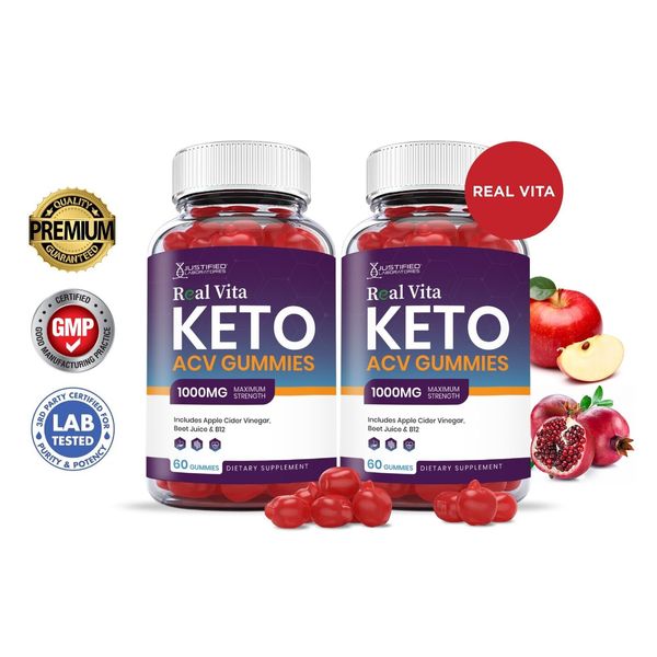 Real Vita  Keto ACV Gummies 1000MG Apple Cider Vinegar 120 Gummys