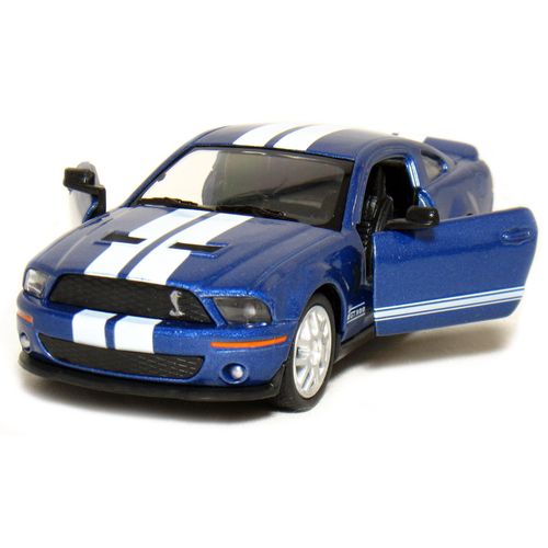 5 2007 Ford Shelby GT500 with Stripes 1:38 Scale (Blue) by Kinsmart