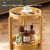 Side Table, Home Mobile Coffee Table, with Casters, Bamboo Round, Removable Tray, Movable Bed Table, Night Table, Sofa Side Table, Cafe Table, Mini Table with Shelves, Compact, Small Storage Room,