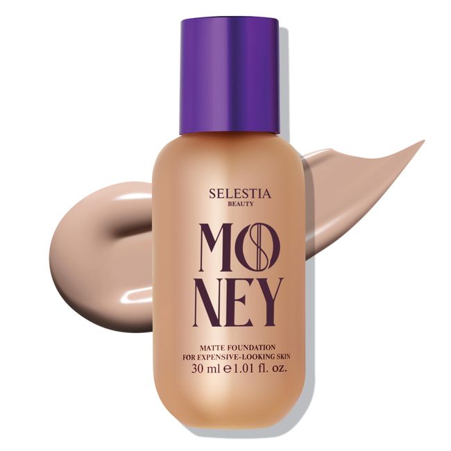 SELESTIA BEAUTY Matte Foundation Money - Long-Lasting Makeup Foundation with Flawless & Buildable Coverage - Liquid Foundation for All Skin Types (Cloud)