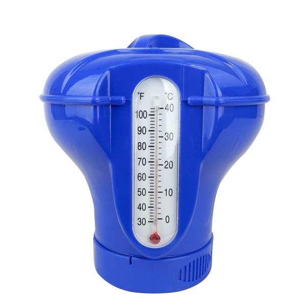 well2wellness® Chlor Dosierschwimmer großer Chlordosierer inkl. Thermometer für 200g Chlortabletten