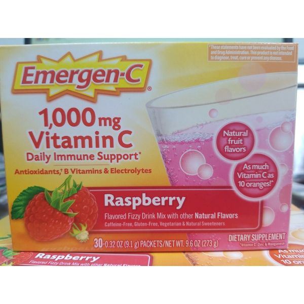 (30 PACKETS) EMERGEN-C MULTI VITAMIN POWDER RASPBERRY VITAMIN-C/ELECTROLYTES