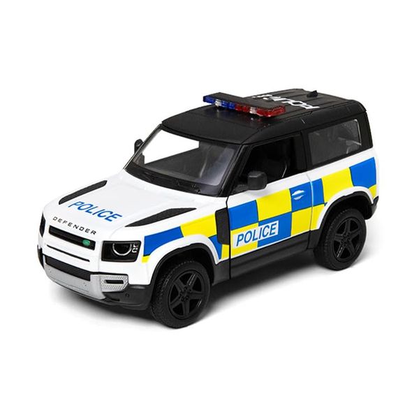 KiNSMART Land Rover Defender 90 Police Edition 1:36 Scale Die Cast Metal Pull Back Action Model Car