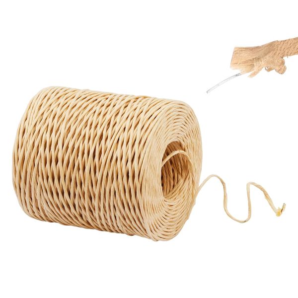 150m Blumendraht 2mm, Bindedraht Ummantelt Pflanzen, Papierdraht Natur zum Basteln, Papierkordel mit Draht, Papierwickeldraht Dekodraht, Papierbindedraht für Blumenkörben Blumensträuße Weihnachtskranz