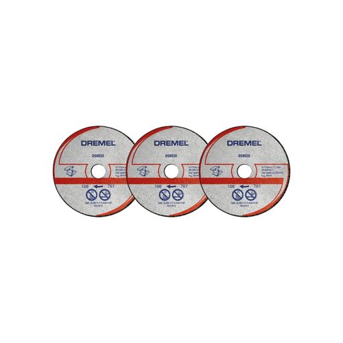 Dremel DSM510 Multifunctional Cutting Disc Multipack, Accessory Set with 3 Cutting Discs 77 mm for Circular Saw for Sawing and Separating Wood and Soft Materials