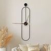 Modern Oval Wall Clock Large Wall Clock with Walnut Pointers Silent Metal Wall C