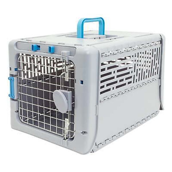 Dog Kennels, 19" Collapsible Plastic Pet Kennel, Gray, Small, 1 Piece locking