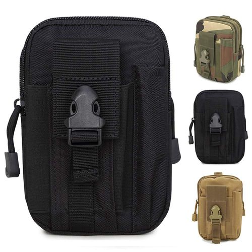 ZhaoCo Multi-Purpose Poly Tool Holder, Tactical Molle EDC Pouch Utility Gadget Belt Waist Bag with Cell Phone Holster for Sports Hiking Camping - Black