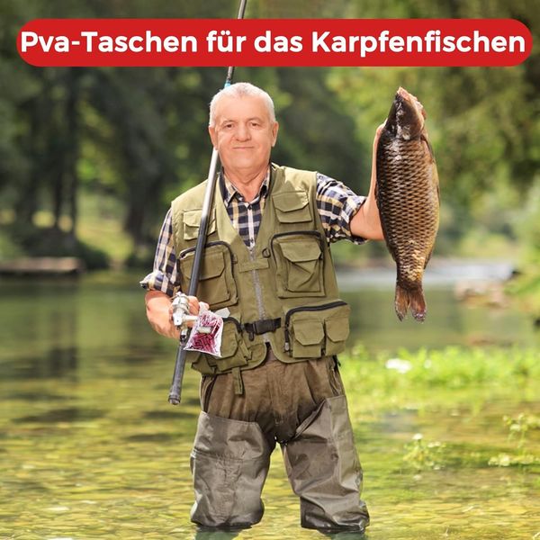 100 Stück PVA-Beutel zum Angeln, PVA-Beutel zum Angeln, PVA-Beutel zum Karpfenangeln, schnell auflösende PVA-Beutel zum Karpfenangeln, Lebensmittel, Dosenmais, Fischmehl, Pelletfutter, 70 x 100 mm