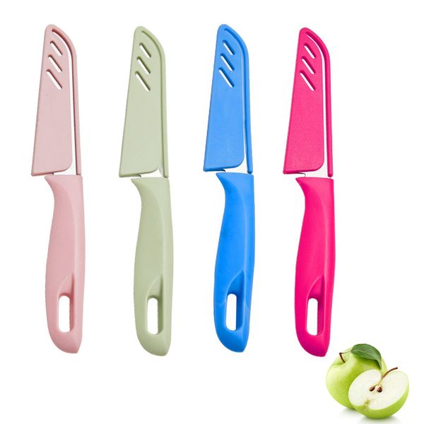 Ailelan Fruit Knife, 4 Pack Small Kitchen Knife Sets with Protective Cover, Sharp Vegetable Knife Set, Stainless Steel Fruit Knives Small Suitable for Most Vegetables, Fruits and Meat