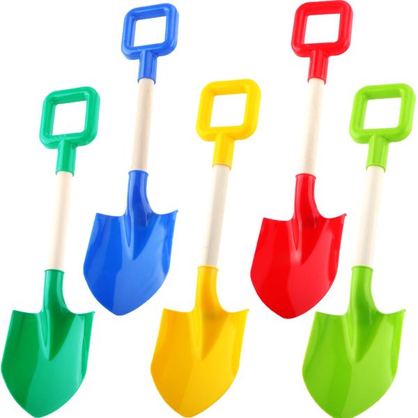 Cagemoga 5 Pack 16 Inch Kids Beach Shovels Sand Shovels Gardening Shovel Tools Plastic Beach Spades Tools for Boys Girls Garden Digging Beach Themed Party Supplies