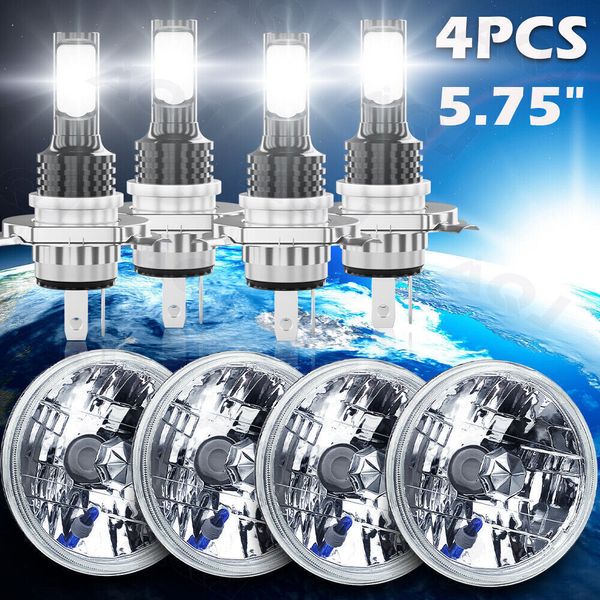 4Pcs 5-3/4" 5.75" LED Headlights Hi/Lo Beam For Corvette Chevelle*/