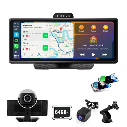 Haudio 9.26" Portable Apple Carplay Screen for Car,with Wireless CarPlay & Android Auto with Dash Cam| Backup Camera|Voice Control|Bluetooth|GPS|AUX|FM Satellite Radio,HD Touchscreen for All Vehicles