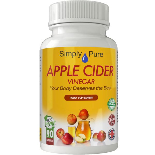 Simply Pure Apple Cider Vinegar Capsules x 90, 600mg, Gluten Free, GM Free, Vegan