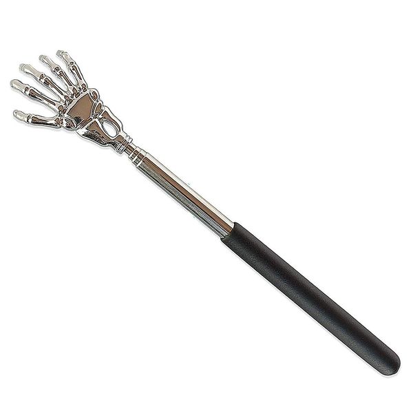 TRIXES Black Back Scratcher – Extendable Telescopic Handle – Stainless Steel Skeleton Hand – Back Massager – Body Massager Head Scratcher – Cool Gadget – Funny (Black)