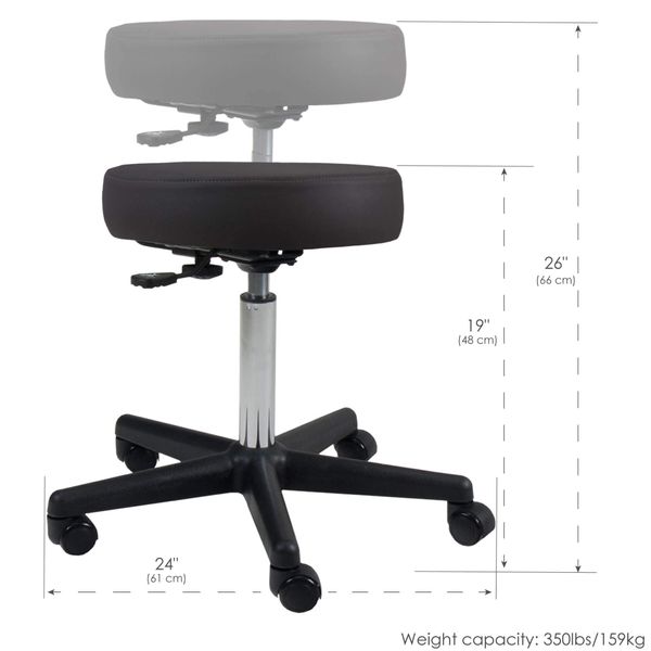 EARTHLITE Pneumatic Rolling Stool - Commercial Grade, Adjustable, CFC-Free, No leaking - Spa, Massage & Medical Chair