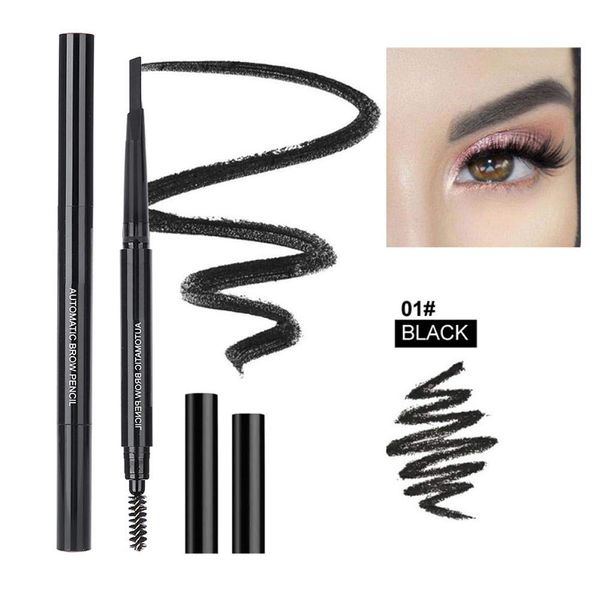 5 Colors Eyebrow Pen Eyebrow Pencil Set Long Lasting Eyebrow Gel for Waterproof Eyebrow Makeup Waterproof Eye Brow Pencil Triangular Tip with Brush Makeup Cosmetic(Black)