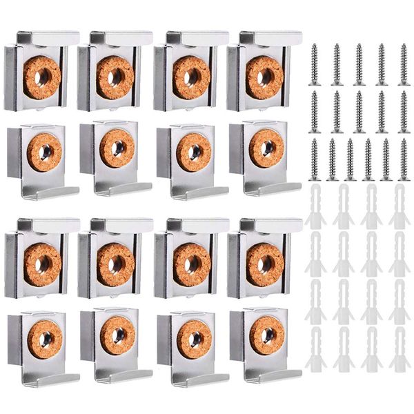 Gasea 4 Sets/ 16pcs Spring Loaded Mirror Hanger Mounting Clips Brackets with Plugs and Screws Tool Set