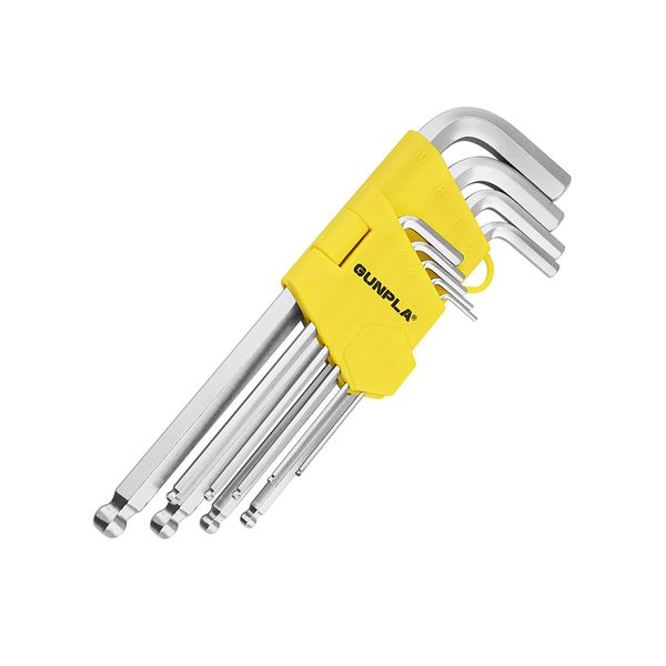 Gunpla Long Arm Ball Point Allen Hex Key Wrench Ball End Hex Key Set, 9-Piece, 1.5-10mm for Home Use and DIY