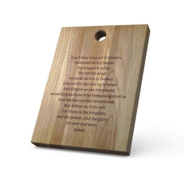 Personalised Carved Solid Oak Chopping and Serving Board, Lords Prayer design