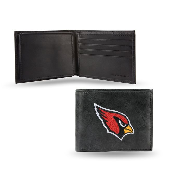 NFL Rico Industries Embroidered Leather Billfold Wallet, Arizona Cardinals, 3.25 x 4.25-inches