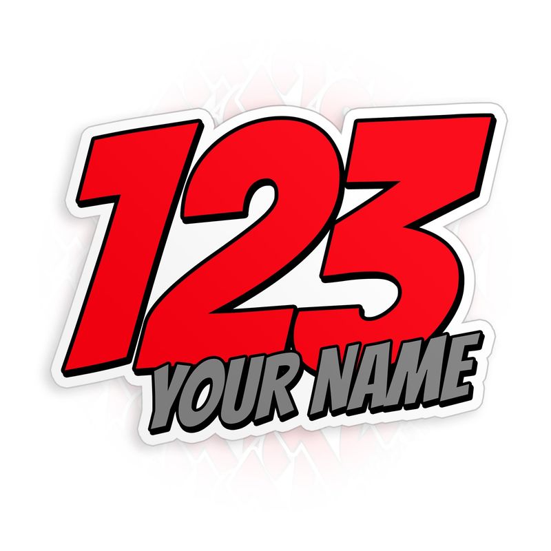 Custom Race Number Name Sticker Personalized Racing Name Number Text ...