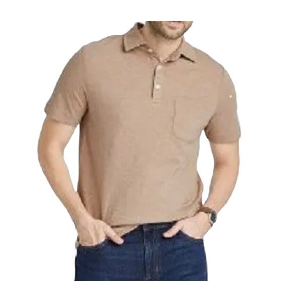 Men’s Short Sleeve Polo Shirt Tan Size XL, New