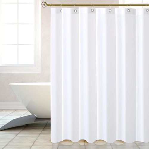 Biscaynebay Hotel Quality Fabric Shower Curtain Liners 72" X 72", White Water Resistant Bathroom Curtains Rust Resistant Grommets Weighted Bottom Hem Machine Washable
