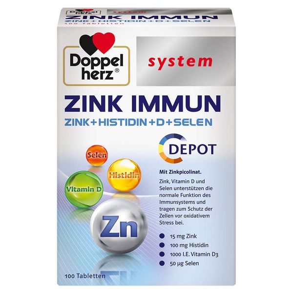 Doppelherz system Zink Immun Depot – Zink, Vitamin D und Selen unterstützen die normale Funktion des Immunsystems – 100 Tabletten…