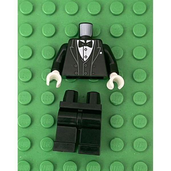 Lego Black Suit / Tuxedo Jacket With Bow Tie And Silver Buttons And Black Legs