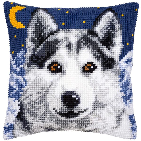 Vervaco 1200ǽ Wolf Cross Stitch Cushion, Multi-Colour