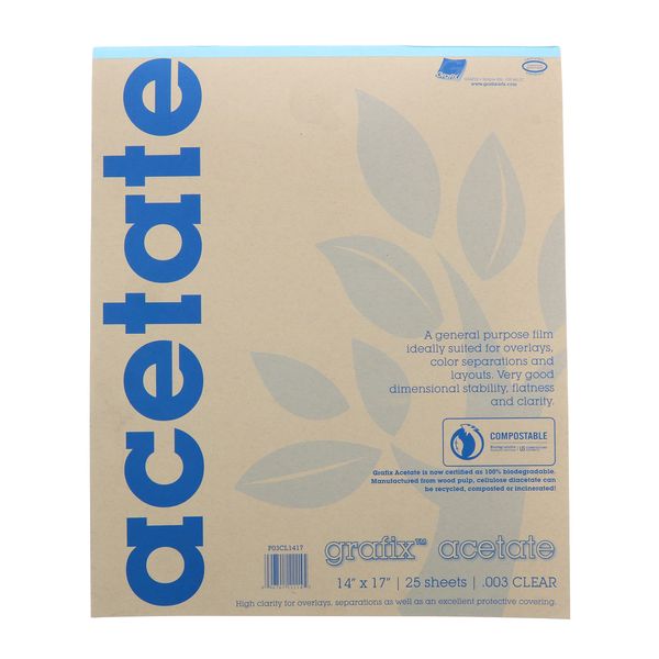 GRAFIX P03CL1417 CLEAR ACETATE .003 25 SHEET 14X17 PAD