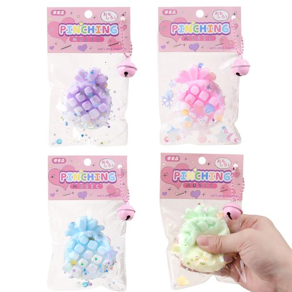 Anboor 4Pcs Pineapple Squishies Toys,Colorful Squeeze Fruit Toy for Kids,Sensory Toy Relief Stess Toy Ball Set for Kids Adult,Kawaii Pineapple Fidget Toy Novelty for Party Birthday