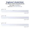 Pacific Arc Engineering Plastic Scale Ruler, Divided by: 10, 20, 30, 40, 50, 60 Part Scale Degrees, 12 inch