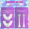 Geacker Kids Electric Toothbrush, U Shaped Toothbrush Kids Sonic Automatic Brush with 4 Brush Head 6 Sonic Clean Modes IPX7 Waterproof Mermaid Design Rechargeable Smart Timer for Children 2-7