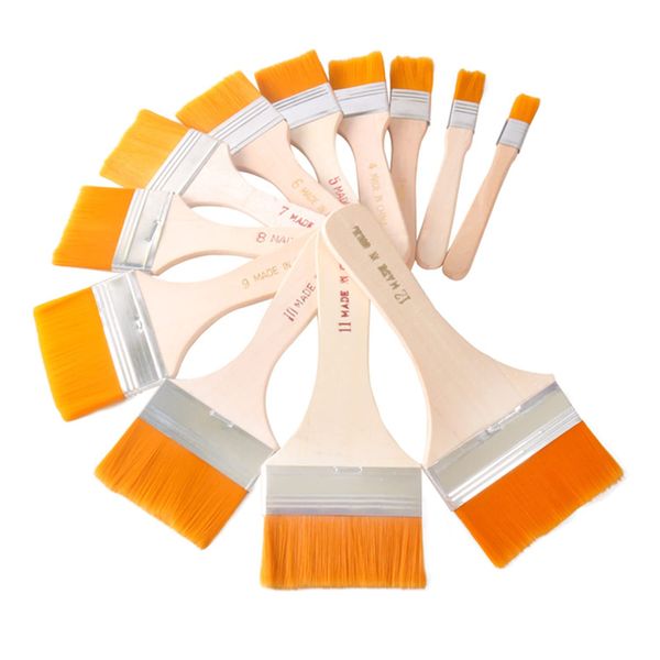 Multi-Purpose Brush, Paint Brush, Nylon Brush, Wooden Handle, Deformation Resistant, Paint Brush, Wood, Great for Cleaning, Painting, Barbecue Paint, Paint Repair, Set of 12 Sizes