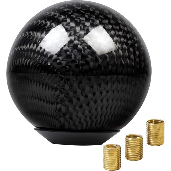 Real Carbon Shift Knob Shift Lever Round M8 M10 M12 Toyota Honda Nissan Mazda Mitsubishi Subaru Manual Automatic MT AT Universal Pitch with Conversion Adapter 86 Hiace Truck